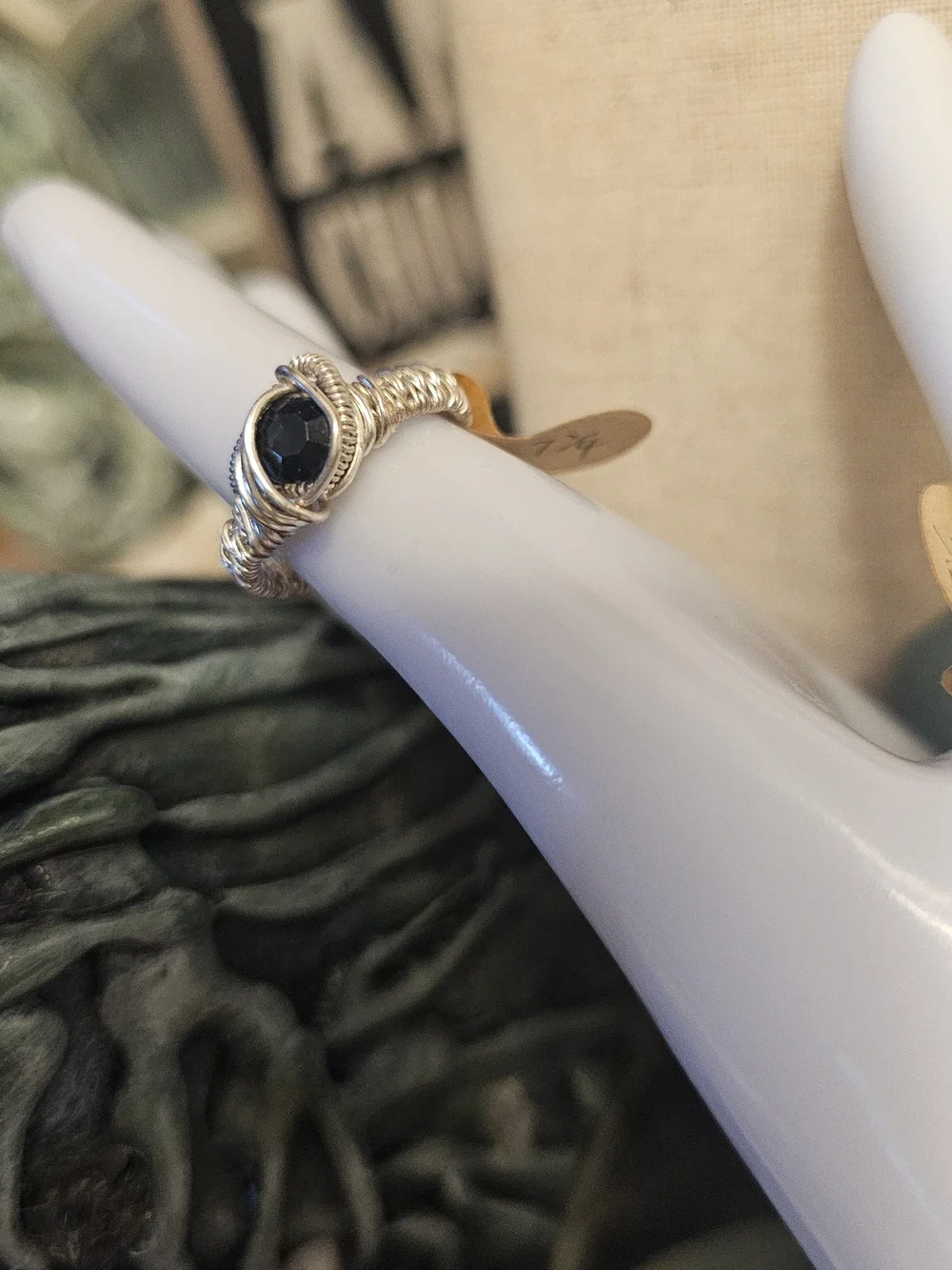 Handcrafted Silver Wire Ring with GRNET Stone SZ 7- 1/4